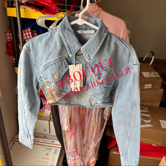 BLOGGERS FAV ZARA LONG SLEEVES CROPPED DENIM JEANS JACKET - Picture 2 of 15